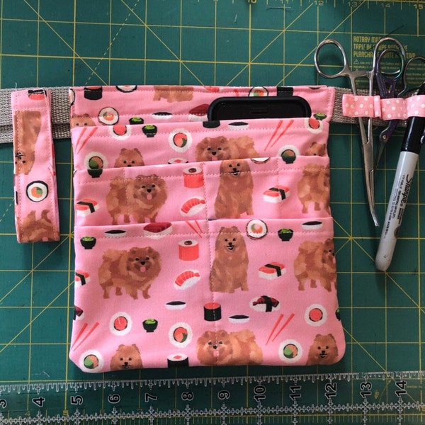 Pomeranian, Vet Tech, RN, Nurse, Medical, Belted Scrub Bag, Instrument Organizer, Zippered Waist Pouch