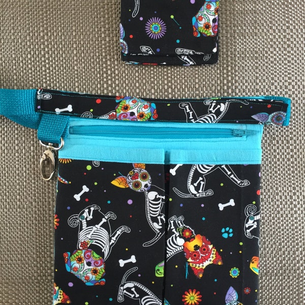 RN Scrub Pocket With Zipper Pocket and Swivel Hooks in Choose Your Own Skeletal Animals Fabric