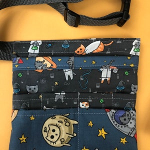 Belted Mini Pouch, RN, Vet Tech, Scrub Pocket, Hipster, Medical Instrument Organizer, Nerdy Cats Fabric