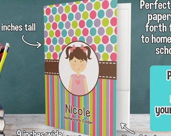 Personalized Little Me Girl Folder - Personalized 2 Pockets Folder - Personalized School Supplies for Kids - Custom Gift for Back to School