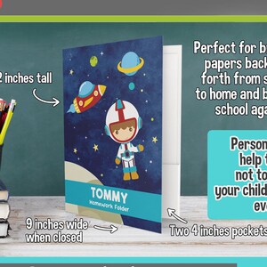 Personalized Astronaut Folder: Back to School Supplies (Select hair, eye and skin colors)
