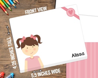 Little Me Note Cards - Set of Personalized Note Cards - Double-Sided Thank you Cards - Children Stationery - Kids Notecards - Girl Face