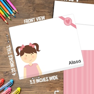 Little Me Note Cards Set of Personalized Note Cards Double-Sided Thank you Cards Children Stationery Kids Notecards Girl Face image 1