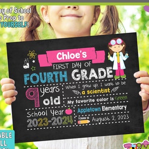 Scientist First Day of School Sign - Printable First Day of School Chalkboard Sign - First of ANY GRADE - Personalized Back to School Sign