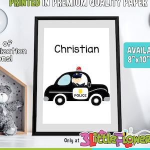 Boy Police Officer Wall Art - Personalized Premium Art Nursery Print - Children Wall Print - Personalized Art Wall Print - Policeman Bedroom