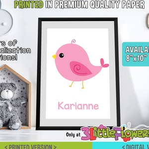 Bird Wall Art - Personalized Premium Art Nursery Print - Children Wall Print - Personalized Art Wall Print - Bird Bedroom Decor - Bird Class