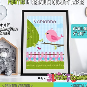 Bird Wall Art - Personalized Premium Art Nursery Print - Children Wall Print - Personalized Art Wall Print - Bird Bedroom Decor - Bird Class