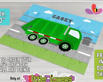 Personalized Garbage Truck Puzzle - Personalized 8 x 10" Puzzle - Personalized Name Puzzle - Personalized Children Puzzle - 30 pieces puzzle