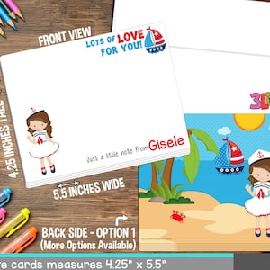 Nautical Note Cards - Set of Personalized Note Cards - 4.25” x 5.5” - Double-Sided Thank you Cards - Children Stationery - Kids Notecards