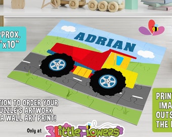 Personalized Dump Truck Puzzle - Personalized 8" x 10" Puzzle - Personalized Name Puzzle - Personalized Children Puzzle - 30 pieces puzzle