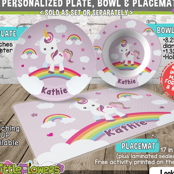 Unicorn Kids Dishes Etsy