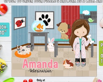 Girl Veterinarian Puzzle - Personalized 8x10 Puzzle - Personalized Name Puzzle - Personalized Children Puzzle - 30 pieces Puzzle - Vet Party