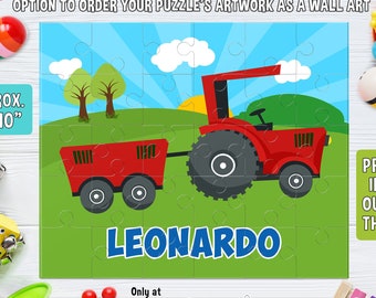 Tractor Puzzle - Personalized 8" x 10" Puzzle - Personalized Name Puzzle - Personalized Children Puzzle - 30 pieces Puzzle - Farm Party Gift