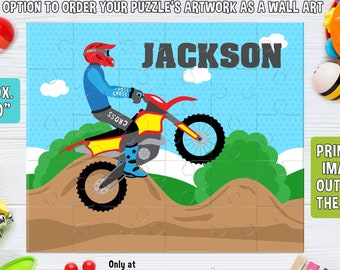 MotoCross Puzzle - Personalized 8 x 10 Puzzle - Personalized Name Puzzle - Personalized Children Puzzle - 30 pieces Puzzle - Motocross Party