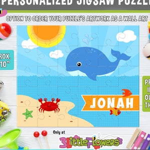 Personalized Whale Puzzle - Personalized 8&quot; x 10&quot; Puzzle - Personalized Name Puzzle - Personalized Children Puzzle - 30 pieces puzzle