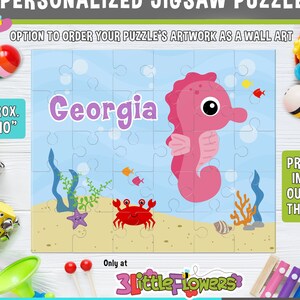Personalized Sea Horse Puzzle - Personalized 8&quot; x 10&quot; Puzzle - Personalized Name Puzzle - Personalized Children Puzzle - 30 pieces puzzle
