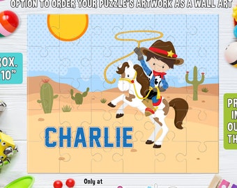 Cowboy Puzzle - Personalized 8" x 10" Puzzle - Personalized Name Puzzle - Personalized Children Puzzle - 30 pieces Puzzle - Western Party