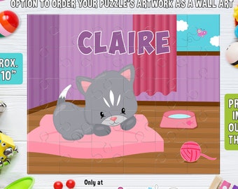 Personalized Kitty Puzzle - Personalized 8" x 10" Puzzle - Personalized Name Puzzle - Personalized Children Puzzle - 30 pieces puzzle