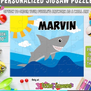 Personalized Shark Puzzle - Personalized 8&quot; x 10&quot; Puzzle - Personalized Name Puzzle - Personalized Children Puzzle - 30 pieces puzzle