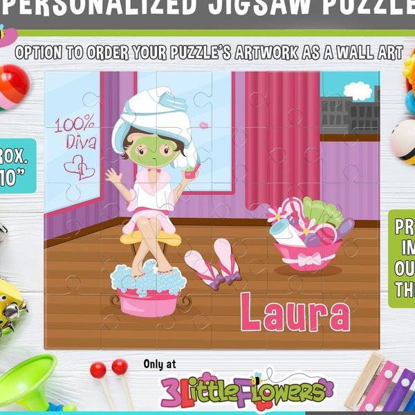 Spa Girl Puzzle - Personalized 8 x 10 Puzzle - Personalized Name Puzzle - Personalized Children Puzzle - Personalized Slumber Party Puzzle