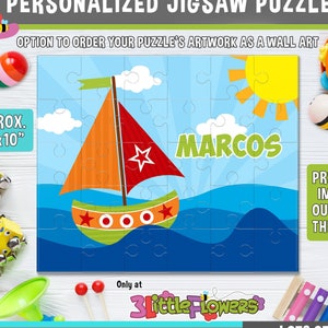 Personalized Sailboat Puzzle - Personalized 8&quot; x 10&quot; Puzzle - Personalized Name Puzzle - Personalized Children Puzzle - 30 pieces puzzle