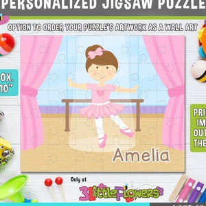 Personalized Ballerina Puzzle - Personalized 8" x 10" Puzzle - Personalized Name Puzzle - 30 pieces Puzzle - Choose HAIR SKIN EYE colors