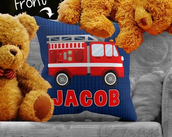 Personalized Fire Truck Pillow - Personalized Throw Pillow - Personalized Nursery Pillow - Children Throw Pillow - Fire Truck Bedroom Decor