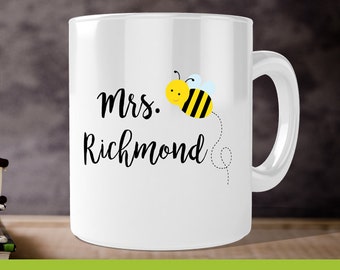 Teacher Ceramic Mug - Personalized Coffee Mug for Teacher - Teacher Personalized Gift - Gift for teacher - Personalized Bee Coffee Mug