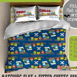 Trains Custom Comforter/Duvet - Kids Comforter - Kids Duvet - Customized Children Bedding - Kids Pillowcase - Trains Bedroom Decor