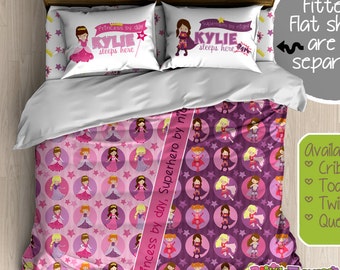 Superhero Princess Custom Comforter/Duvet - Kids Comforter - Kids Duvet - Customized Children Bedding - Kids Pillowcase - Girl Bedroom Decor