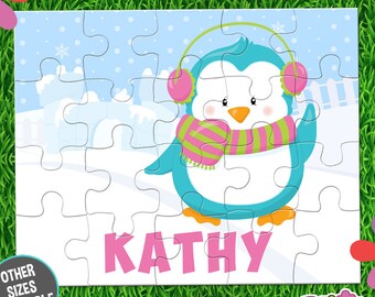 Penguin Puzzle - Personalized 8 x 10" Puzzle - Personalized Name Puzzle - Personalized Christmas Children Puzzle - 20 pieces puzzle
