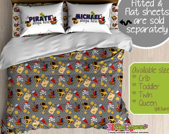 Pirate Custom Comforter/Duvet - Kids Comforter - Kids Duvet - Customized Children Bedding - Kids Pillowcase - Pirate Bedroom Decor