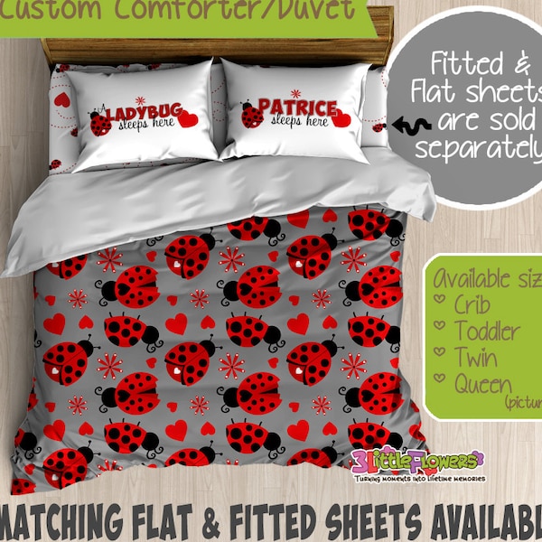 Ladybug Custom Comforter/Duvet - Kids Comforter - Kids Duvet - Customized Children Bedding - Kids Pillowcase - Ladybug Bedroom Decor