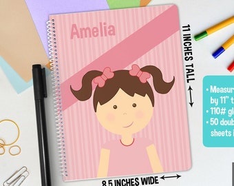 Little Me Notebook - Personalized Spiral Notebook - Personalized Children Stationery - Gift for Girl - Custom Notebook - Mini me - Girl Face