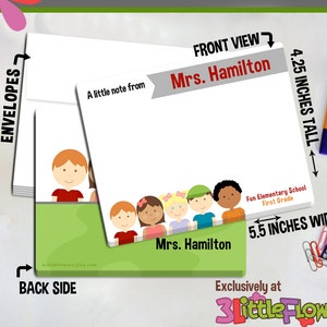 Teacher Note Cards - Set of Personalized Note Cards - Double-Sided and Printed Cards - Teacher Personalized Stationery - Gift for teacher