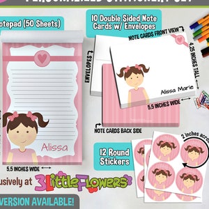 Little Me Personalized Stationery Set - Personalized Children Stationery Set - Gift for Girls - Mini me Stationery - Girl Face Stationery