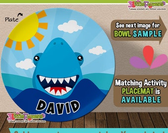 Personalized Sea Horse Plate and Bowl Set Kids Dishes for Mealtime Personalized Plastic Children Plate and Cereal Bowl Under the sea