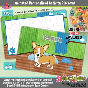 Personalized Puppy Placemat Boy - Personalized Placemat for Kids ...