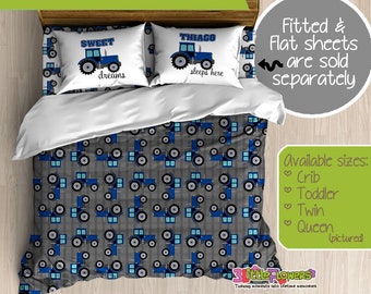 Tractor Custom Comforter/Duvet - Kids Comforter - Kids Duvet - Customized Children Bedding - Kids Pillowcase - Tractor Bedroom - Farm Boy