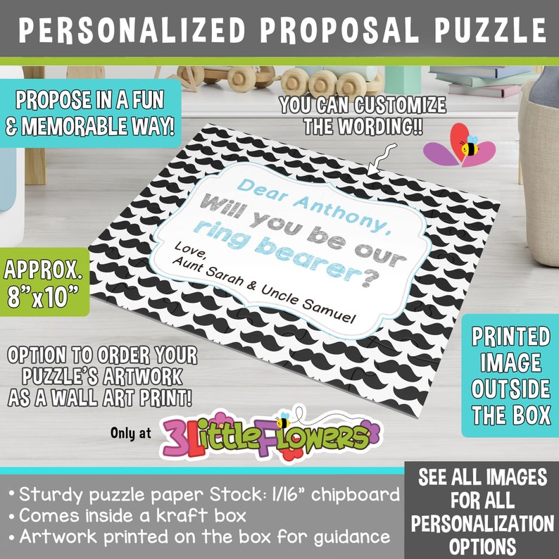 Be My Ring Bearer Puzzle Personalized Ring Bearer Announcement Puzzle Personalized 8 x 10 Puzzle Custom Ring Bearer Proposal Puzzle image 1