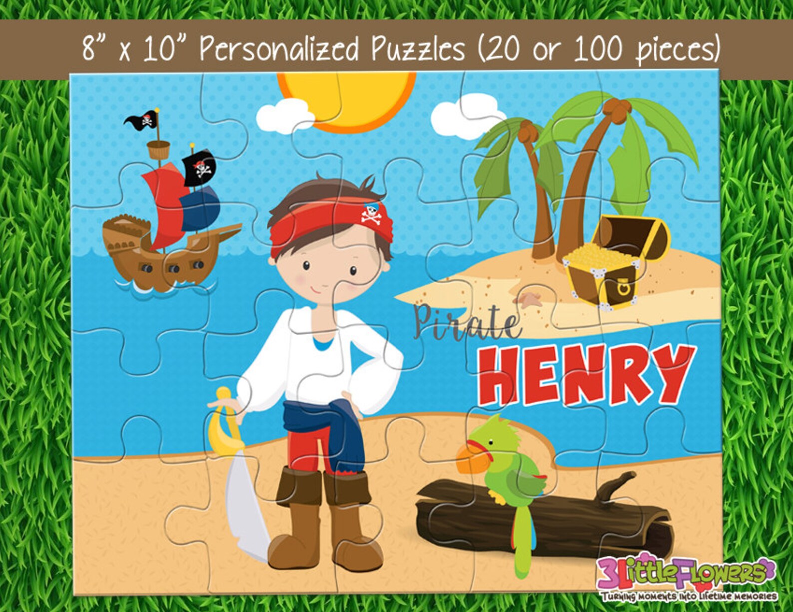 Pirate Puzzle Personalized 8 X 10 Puzzle Etsy