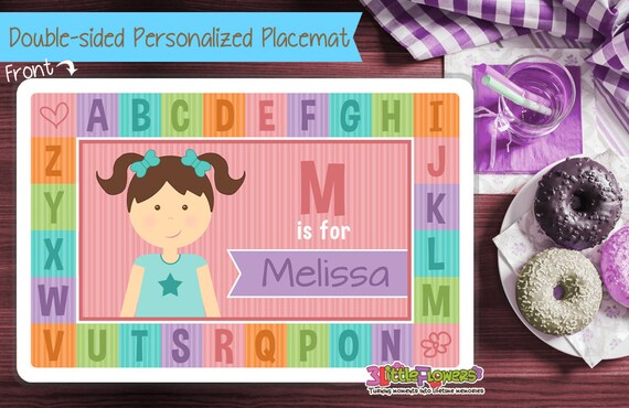 Little Me Alphabet Placemat - Personalized placemat for kids - Laminated Custom Double-sided placemat - Activity Placemat for Children Il_570xn
