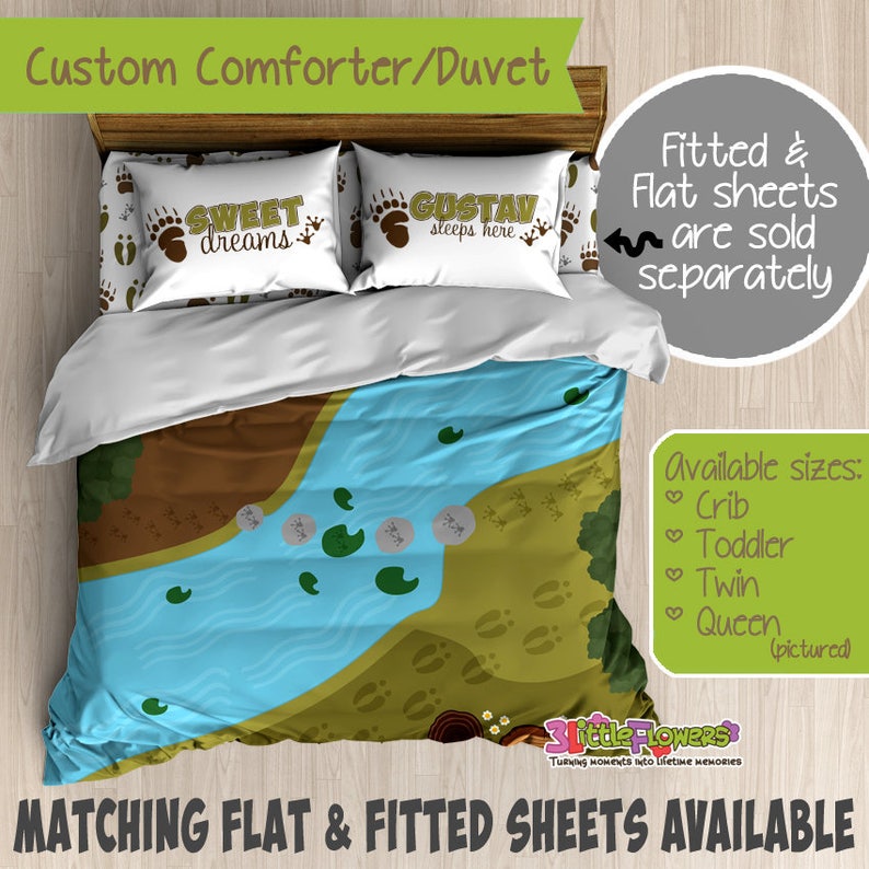 Woodland Animal Footprints Custom Comforter Duvet Kids Etsy