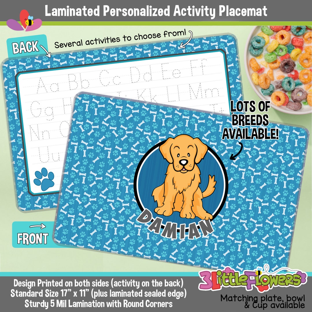 Personalized Dog Placemat Personalized Placemat for Kids Etsy
