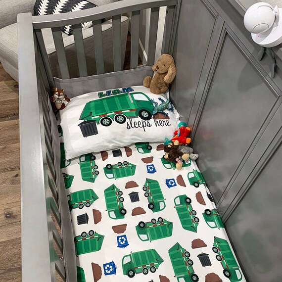 Garbage Truck Custom Fitted And Flat Sheets Kids Bed - Tonka Truck Crib Bedding Garbage Truck Custom Fitted And Flat Sheets Kids Bed - Tonka Truck Crib Bedding
