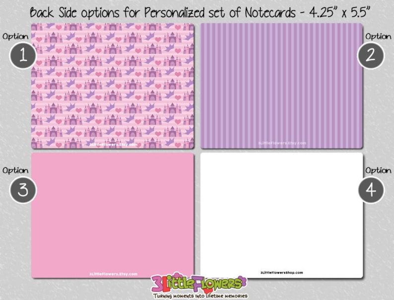 Children Stationery Kids Notecards Set of Personalized Note Cards 4.25\u201d x 5.5\u201d Princess Note Cards Double-Sided Thank you Cards