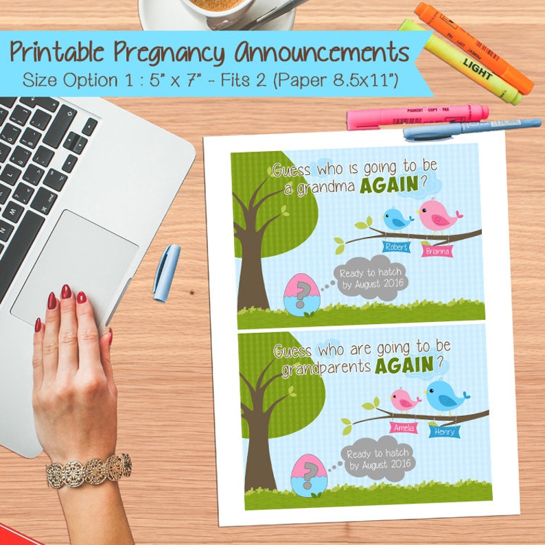 PRINTABLE Personalized Pregnancy Announcement Card Printable - Etsy