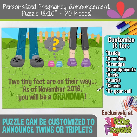 Personalized Pregnancy Announcement Puzzle Personalized 8" x 10