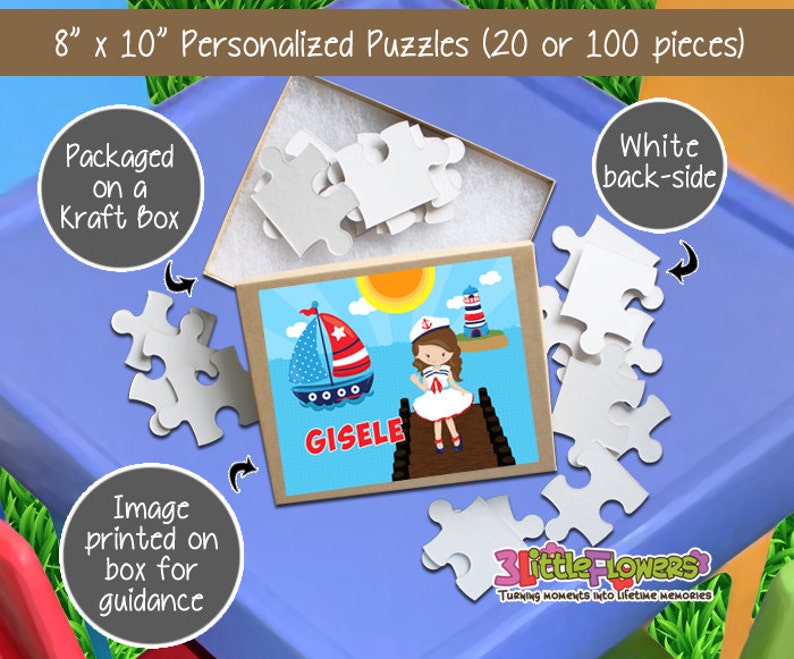 Personalized 8 x 10 Puzzle 20 pieces Puzzle Personalized Name Puzzle Sailor Puzzle Nautical Puzzle Personalized Children Puzzle