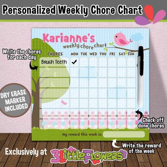 Personalized Chore Chart Dry Erase